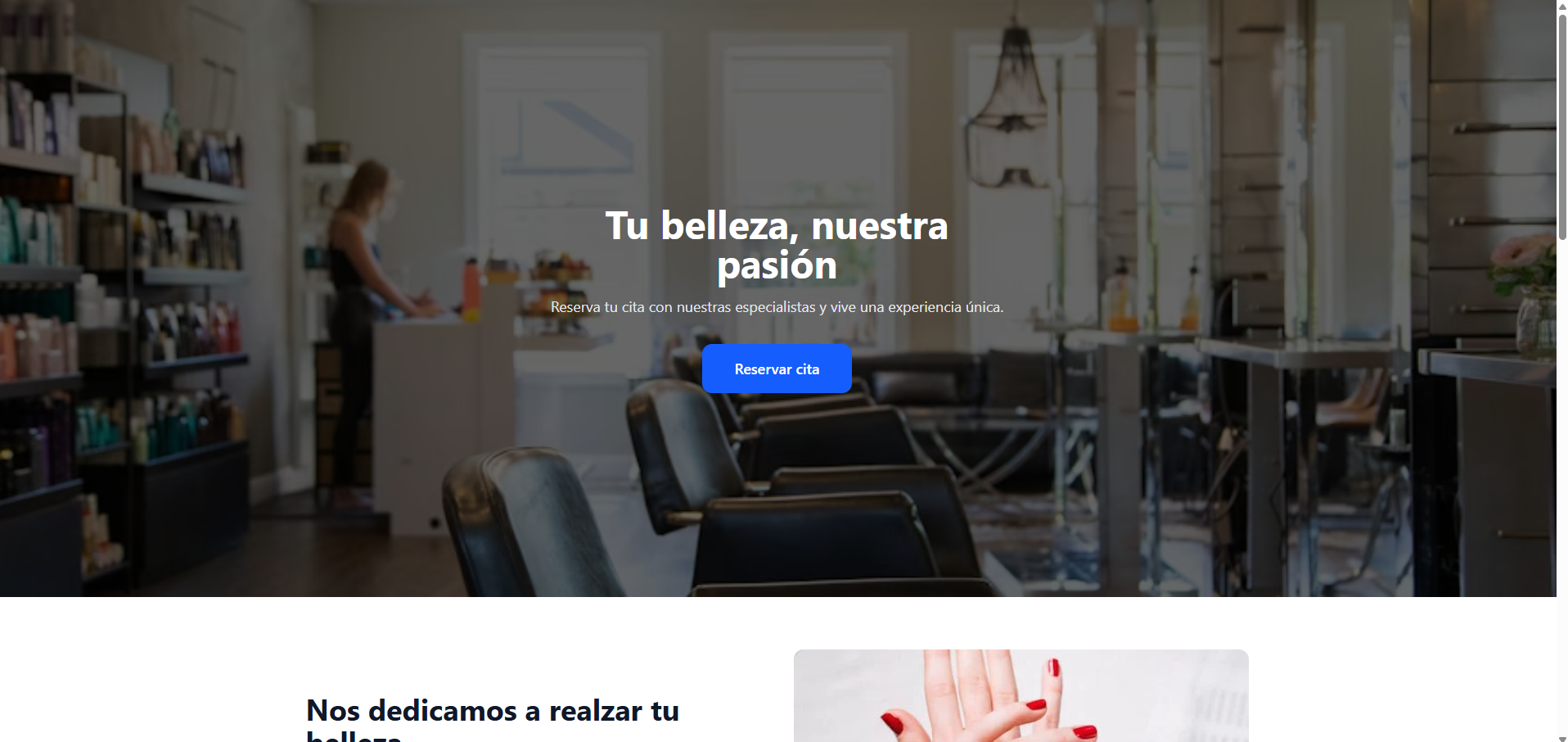 Landing page de reservaciones Nexora